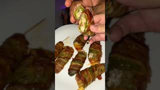 Whole jalapeño poppers🌶️💚🥓 jalapenopoppers foodie bigback diy cooking [upl. by Vonny]