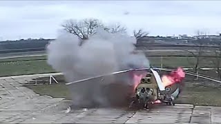 Mi8 Helicopter in Transnistria Destroyed by Drone in Obvious Faked Attack [upl. by Anairt692]