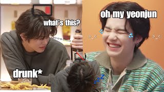 drunk yeonjun being mess funny moments  am I cute SUGA with YEONJUN amp TAEHYUN  EP 8 [upl. by Arada]