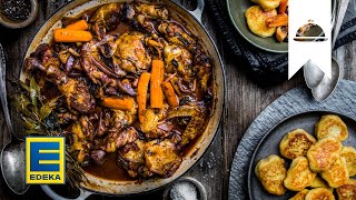 Coq au Vin Rezept I Hähnchen in Rotwein  EDEKA [upl. by Aurel]