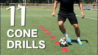 11 Soccer Cone Drills Moderated  Advanced [upl. by Rosenkranz]