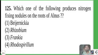 Which one of the following produces nitrogen fixing nodules on the roots of Alnus  1 Beijernicki [upl. by Nanji308]