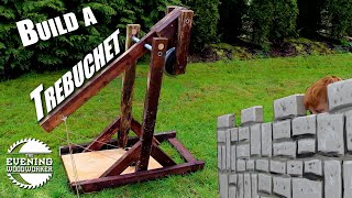 Trebuchet Easy to Build  Evening Woodworker [upl. by Yelrebmyk]