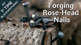 Forging Nails  FIRST TIME BLACKSMITHING  Beginner Blacksmithing [upl. by Litton]