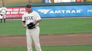 Pitcher Buster Lussier of the Brockton Rox v Quebec Capitales 63010 [upl. by Abeh354]