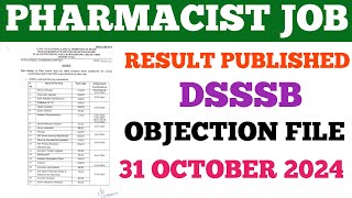 Pharmacist Result 2024  DSSSB Pharmacist Result  Pharmacist Vacancy 2024 pharmacist dsssb job [upl. by Orimlede388]