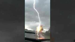 lighting on dashcam lightning car horrorshorts scary [upl. by Ylrbmik]