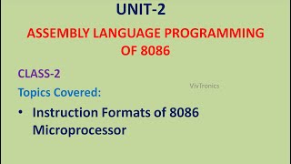 Instruction Formats of 8086 microprocessor  Unit22  MicroprocessorVideoLectures [upl. by Naasar]