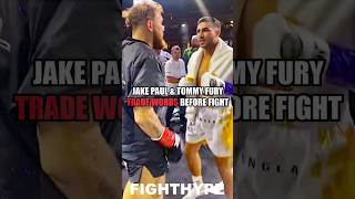 JAKE PAUL amp TOMMY FURY TRADE WORDS IN RING RIGHT BEFORE FIGHT [upl. by Laris]