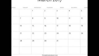 Free March 2017 Calendar Printable with US Holidays and moonphases [upl. by Anderegg966]