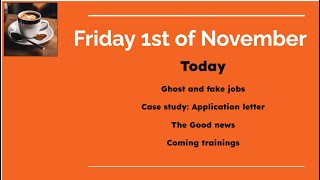 Friday 1st of November Work in Finland Ghost and fake jobs Case study  coming courses [upl. by Emilie]