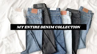 MY ENTIRE DENIM COLLECTION LEVIS EVERLANE REDONE JEANS [upl. by Clemen]