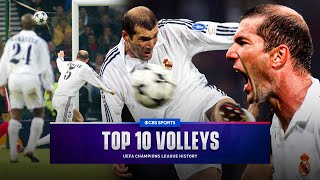 Top 10 Volleys in UEFA Champions League League history  Zidane Zlatan Essien amp more  CBS Sports [upl. by Akemahc]