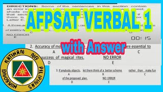 AFPSAT Verbal 1 Reviewer with Answer 2022 [upl. by Mortie136]