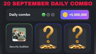 20 SEPTEMBER HAMSTER KOMBAT DAILY COMBO CARDS TODAY [upl. by Sheya]