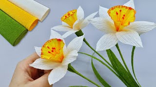 🌸Paper Flowers DIY 🌸How to Make Crepe Paper Daffodils [upl. by Ainoloppa486]