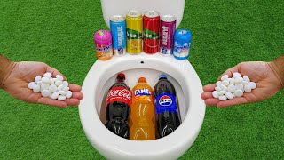 Big Coca Cola Pepsi Fanta VS Popular Sodas  Dark Blue Fuse Tea and Mentos in the toilet [upl. by Edrick225]