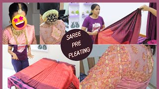 How To Pre Pleat a Saree Perfect Saree Draping How to Drape a Saree Perfectly Bridal Tips [upl. by Adnolrehs]