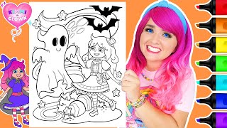 Coloring Kimmi The Clown Halloween Coloring Book  Ghost amp Bats Coloring Page  Ohuhu Art Markers [upl. by Zetrauq]