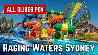 Raging Waters Sydney  All Water Slides 2023 POV [upl. by Em]