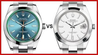 ▶ Rolex Milgauss Blue Dial VS Datejust 41 White Index Stainless Steel Oyster  COMPARISON [upl. by Adnalro]