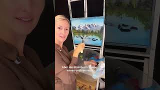 Die Reflektion der Berge wird ins Wasser gemalt malen tutorial Berge schnee reflektion [upl. by Nayr446]