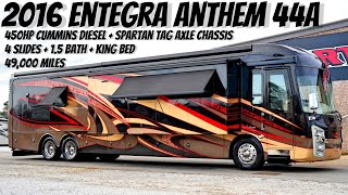 2016 Entegra Anthem 44A A Class 450HP Cummins Diesel TAG AXLE Pusher  Porters RV Sales  219900 [upl. by Eyahc409]