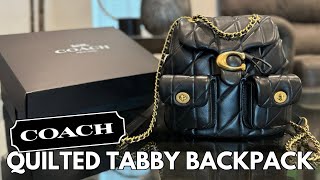 New Coach Quilted Tabby Backpack  First Impressions  What Fits [upl. by Ermanno]