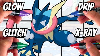 🐸🌊One Drawing BUT IN 15 DIFFERENT ART Styles GRENINJA [upl. by Eglanteen]