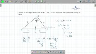 Relaciones métricas en el triángulo oblicuángulo  Cálculo de la bisectriz interior y exterior [upl. by Winson]
