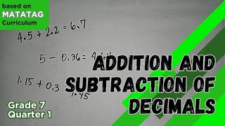 Addition and Subtraction of Decimals  Grade 7 MATATAG Curriculum [upl. by Llehcor]