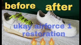 UKAY SHOES RESTORATION EPISODE 1 AIR FORCE 1s TRIPLE WHITE BY Feliciano PAANO MAGRESTORE [upl. by Kimbra]