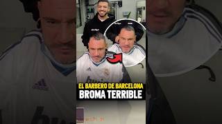 ¡Barbero se burla de los fans del Barça con una camiseta del Real Madrid 😱 probarbersstudio [upl. by Atinihs]