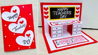 Happy teachers day greeting card handmade  DIY  Teachers day popup card ideas [upl. by Ender]