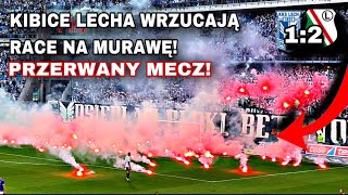 KIBICE LECHA WRZUCAJĄ RACE NA MURAWĘ I PRZERYWAJĄ MECZ  Lech 12 Legia 12052024  Legia TV [upl. by Anihpled]