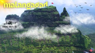 Malangad fort amazing drone view 4k  महाराष्ट्रातील सर्वात अवघड समजला जाणारा ट्रेक  malangad killa [upl. by Rowley]