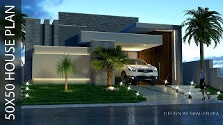 2500 SQFT 50X50 House plan with 3d elevation by nikshail [upl. by Annahsit]