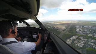 Cockpit View  Extreme crosswind landing at Paris [upl. by Hermon745]