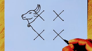 OX drawing from 4×4 dots easy  Easy Bull drawing  OX Rangoli  Mattu pongal kolam [upl. by Phi]