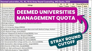 Deemed Universities Stray Round Cutoff for MBBS  2023 [upl. by Ydor859]