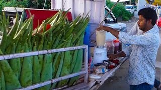 طعام الشارع الصحي  Aloe vera Juice  عصير أوفيرا Street FoodB4  KikTV Network [upl. by Ahsenav]