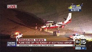 Plane veers off runway at Scottsdale airport [upl. by Heng]