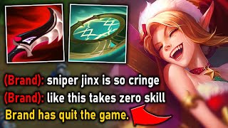 MY SNIPER JINX BUILD MAKES THE ENEMY BRAND RAGE QUIT HE WAS BEYOND PISSED [upl. by Eibo]