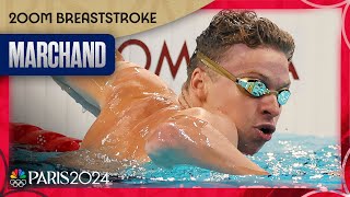 Leon Marchand MAKES HISTORY in 200m breaststroke with second gold of the day  Paris Olympics [upl. by Roybn]