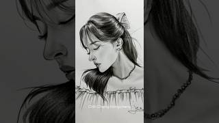 cute lady art work  how to draw a sketch of a girl  day 197 shorts sketch artwork sketching [upl. by Narut]