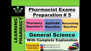 5  Pharmacy  Aptitude  Reasoning  General Science Questions  Pharmacist Exams Preparation [upl. by Marcia]