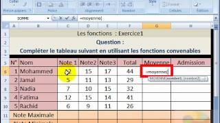 Exercice1 et correction sur les fonctions sous Excel  Excel functions Exercise [upl. by Grodin]