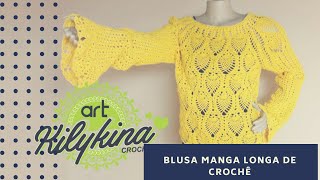 Blusa manga longa em crochê Parte 1 PASSO A PASSO [upl. by Bevash922]