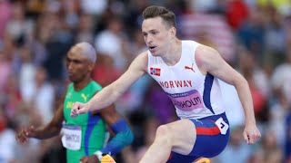 Reigning Olympic champion Karsten Warholm eases into 400m hurdles final joined by rival Rai Benjami [upl. by Eiboj]