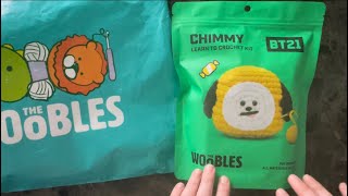 ASMR  BT21 Chimmy The Woobles Crochet Kit Unboxing Whisper Plastic Crinkles Tapping Tracing [upl. by Inig]